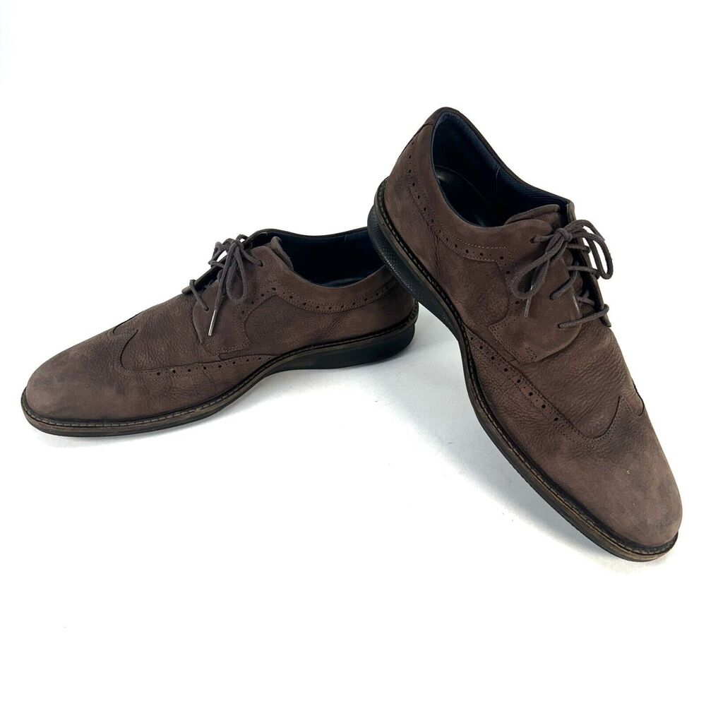 Ecco Kenton Wing Tip Oxfords Mens Sz EU 46 Brown Nubuck Leather